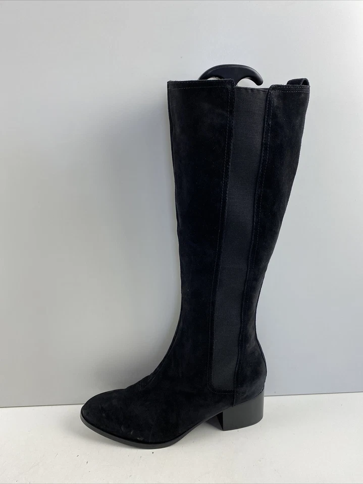 Rag & Bone女式黑色麂皮绒圆头粗跟及膝高筒靴38.5 — 第 2/4 张图片