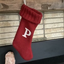 Target Wondershop Red Monogram Knit Christmas Stocking Initial P in White Lined