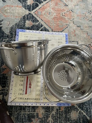 2X New Brookstone 8qt. German Colander Stainless Steel Stain Resistant 8qt(ea)
