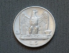 Regno d'Italia Vittorio Emanuele III 1927 5 Lire Aquilotto 2 rosette