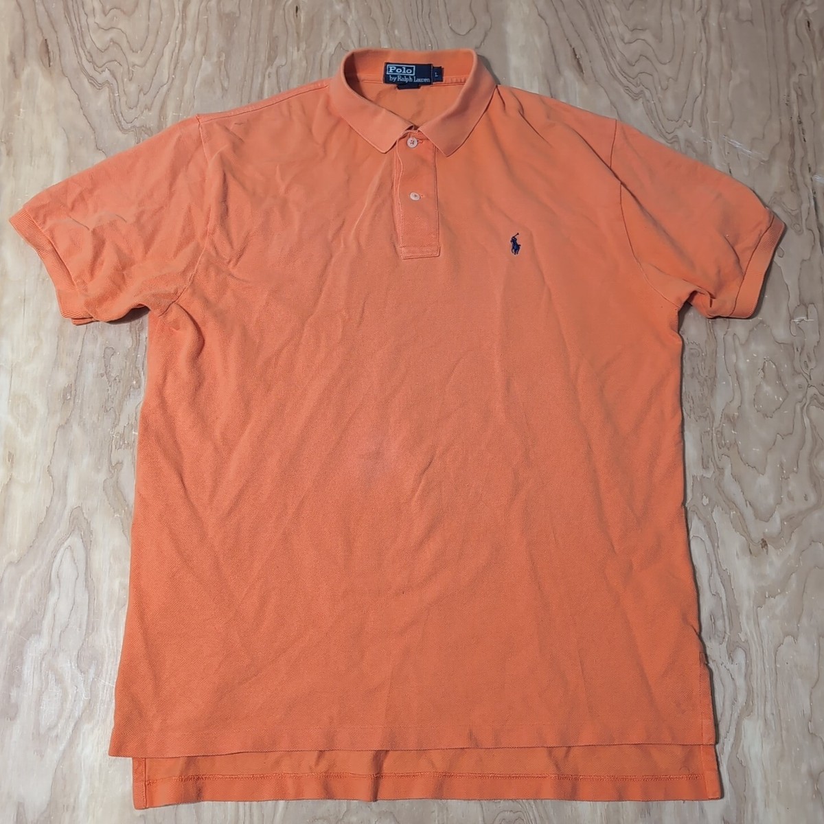 Ralph Lauren Shirt Men's Size L Orange Polo Golf 1990 RN 41381