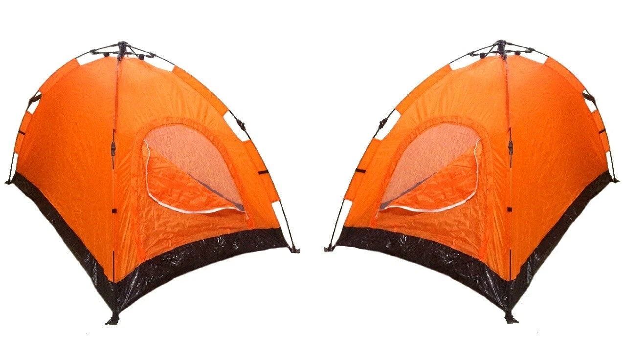 Lot of 2 Instant Automatic Pop Up Backpacking Camping Hiking 2 Man Tent Orange