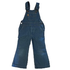 vintage 70s Kids LEVIS Orange Tab Denim Bell Bottom Bib OVERALLS Sz 4 JUV