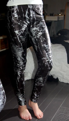 legging femme Brillant Motifs DESTROY T34/36 NOIR & ARGENT Slim Argenté Caleçon - Photo 1/2