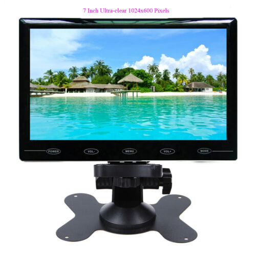 Ultra Thin 7" Inch TFT LCD Color 1024X600 2 Video Input AV Car Rear View Monitor - Picture 1 of 8