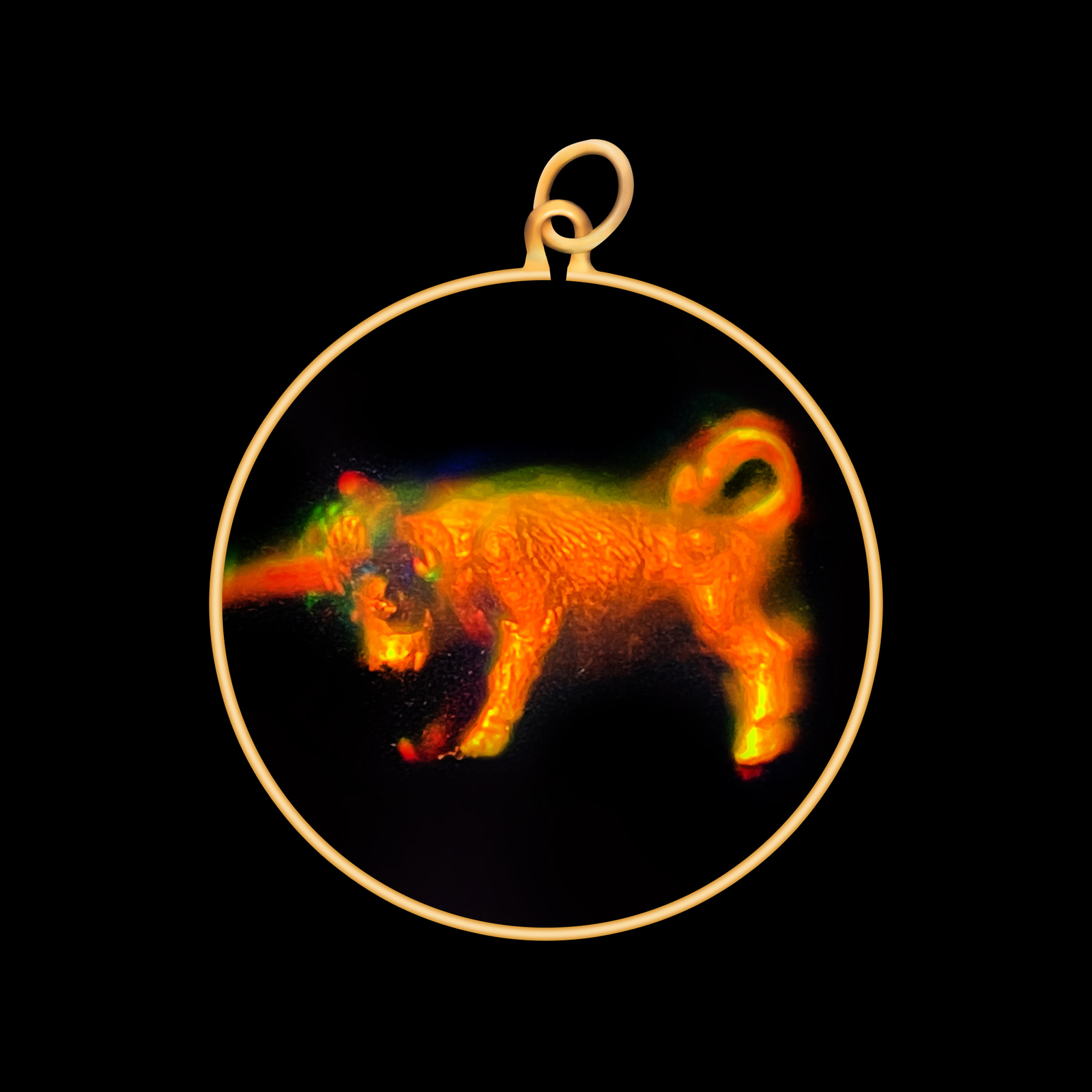 9ct Gold Hologram Pendant - Zodiac Taurus Bull (Medium) - No Chain