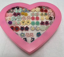 Kids Valentines Hypoallergenic Stud Earring Set, Gift Boxed 36 Pairs Total 