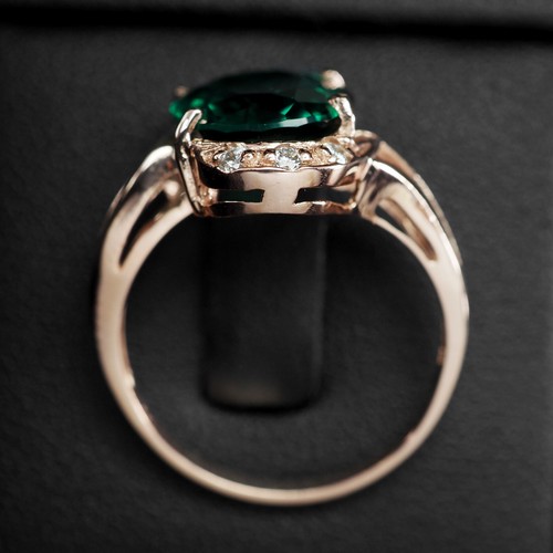 Chrome Green Tsavorite Garnet 3.50Ct 925 Sterling Silver Rose Gold Plated Rings - Picture 6 of 9