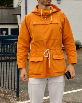 Pullover Cadet Smock Jacket Ecru Anorak 1960s Vintage Mod Style