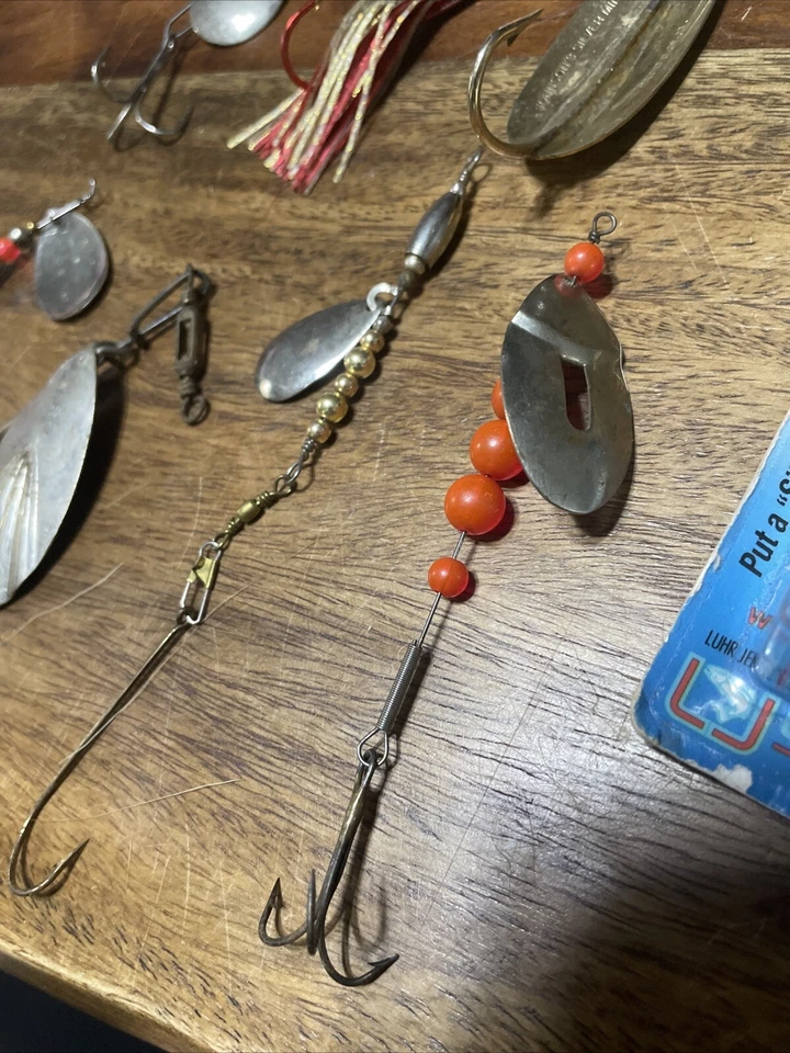 Señuelos giratorios + cuchara vintage. Destripador rojo. Johnson/reloj Jensen. Trade Bros. Peces Foto 4 de 4