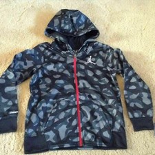 NIKE AIR JORDAN Long sleeve Boys hooded Jacket Shirt Full Length Zipper 853088