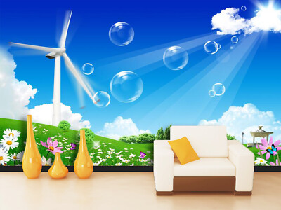 3D Windmill Bubble 3662NA Wallpaper Wall Mural Removable Self-adhesive Fay