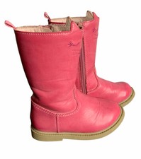 CARTER S Girls Pink Boots Size 6 Side Zip Kitty Embroidery Design Mid Calf Faux