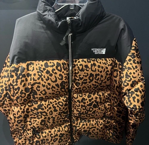 Size L Vetements Logo Limited Edition Leopard Puffer Jacket Coat Unisex image 3