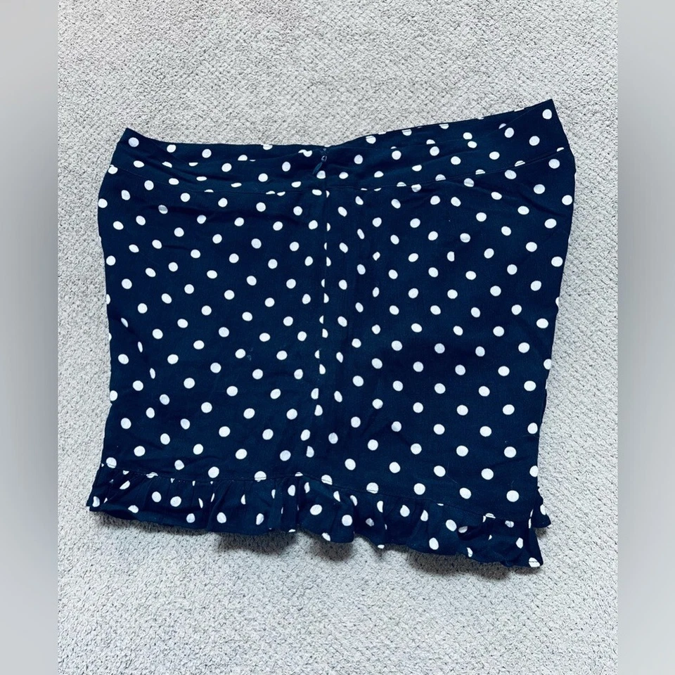 Pantalones Cortos Lucca Daniella Para Mujer Grandes Azul Marino Lunares Cintura Alta Volantes Dobladillo Foto 4 de 4