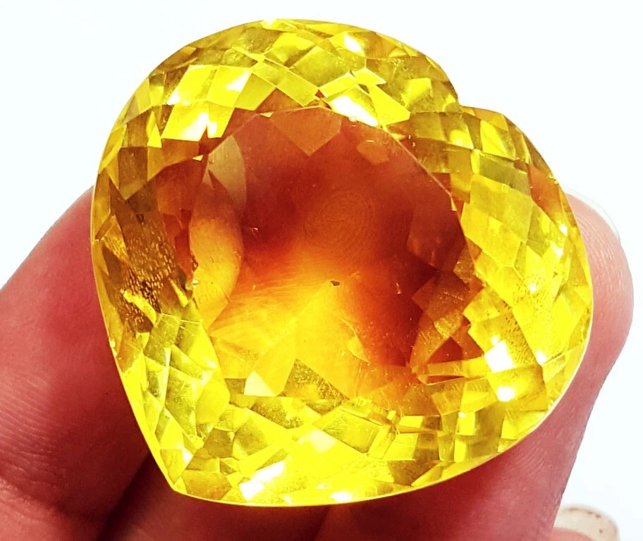 Piedra preciosa suelta certificada 97,10+ quilates con forma de corazón de topacio amarillo brasileño ~ regalo gratis Foto 3 de 4