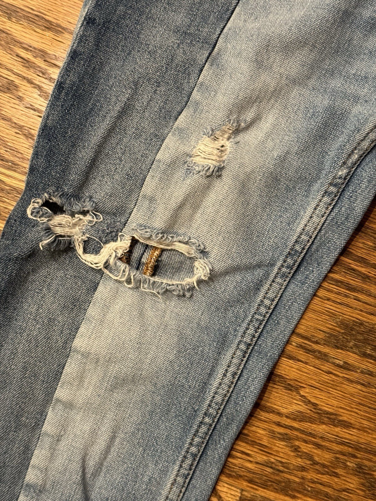 Free People Two Tone Patchwork Straight Jeans Siz… - image 6