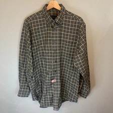 Scott Barber Shirt Mens Large Long Sleeve Windowpane Plaid Cotton Casual Button