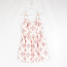 White orange geometric cotton blend BLITHE A-line dress 8