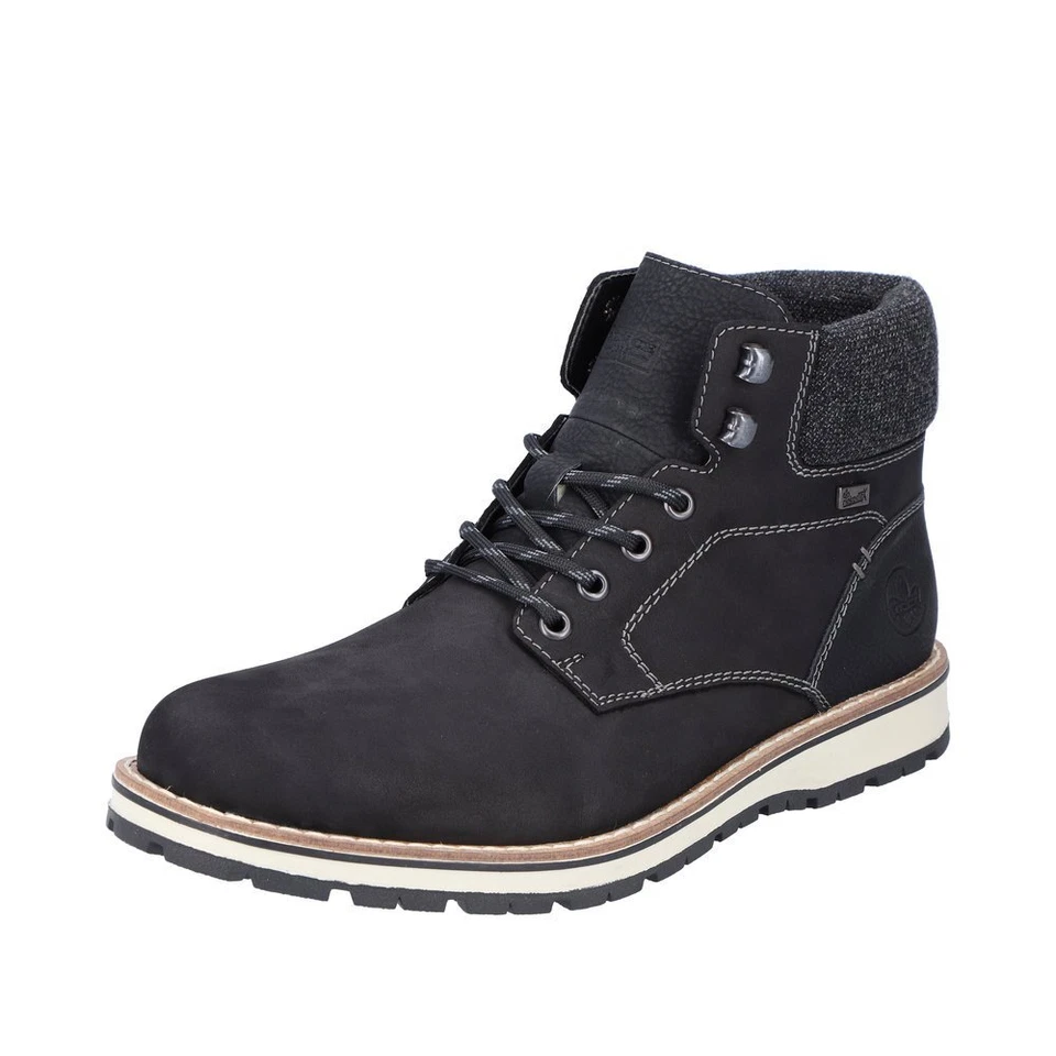 Rieker TEX Herren Leder Boots Schwarz Winter Schuhe Schurwolle 38438-00
