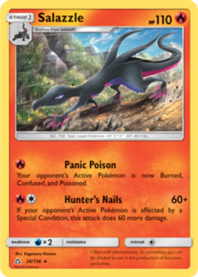 1x Salazzle 26/156 RARE REVERSE HOLO Ultra Prism Pokemon TCG Card