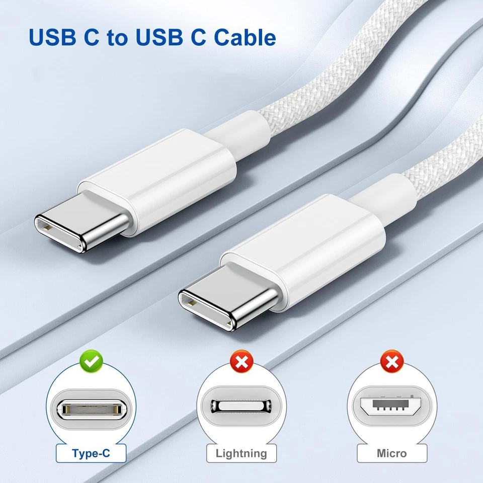 60W USB-C to USB-C Cable Fast Type C Charging Cord 3/6FT For iPhone 15 16Pro Max - Image 3 of 4