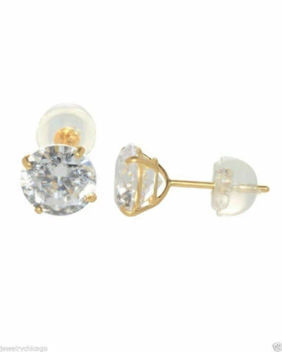 Cubic Zirconia Stud Yellow Gold Earrings & Studs for Men