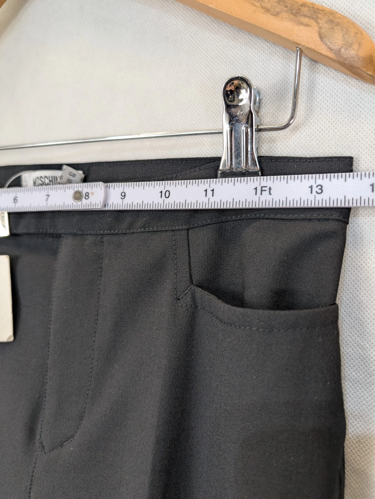 Moschino Jeans donna pantaloni neri taglia 8 Y2K gamba dritta eleganti ufficio nuovi con etichette