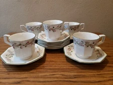 14 Pcs Johnson Brothers Eternal Beau 5 Coffee/Tea Cups(3") And 9 Saucers(5¾")