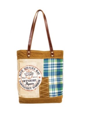 Myra Bag 8827 Blue Whales Bat Canvas Tote Bag