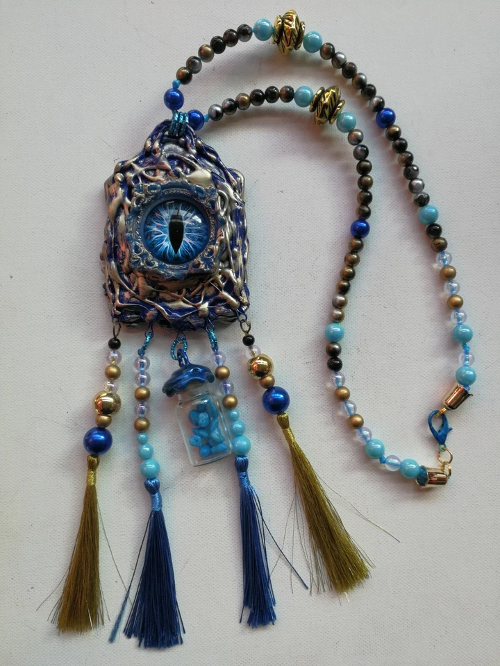 collar de moda ojo azul art deco nuevo joyería colgante retro mundo globo babero Foto 4 de 4