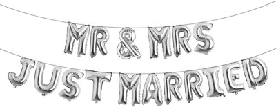 Multicolor MR & MRS JUST MARRIED Balloon Banner Bride and Groom Party Decoration