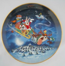 Looney Tunes Porcelain WHAT’S UP SANTA Christmas Collector Plate Bugs Marvin Taz