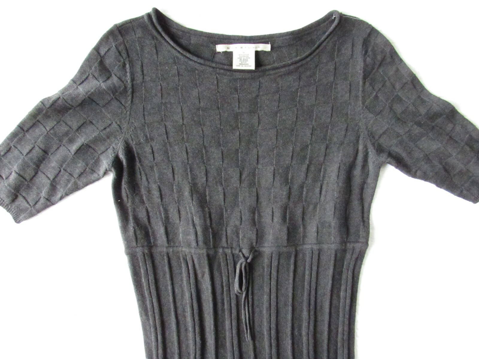 MAX STUDIO Gray Drawstring Short Sleeve Pleated K… - image 3