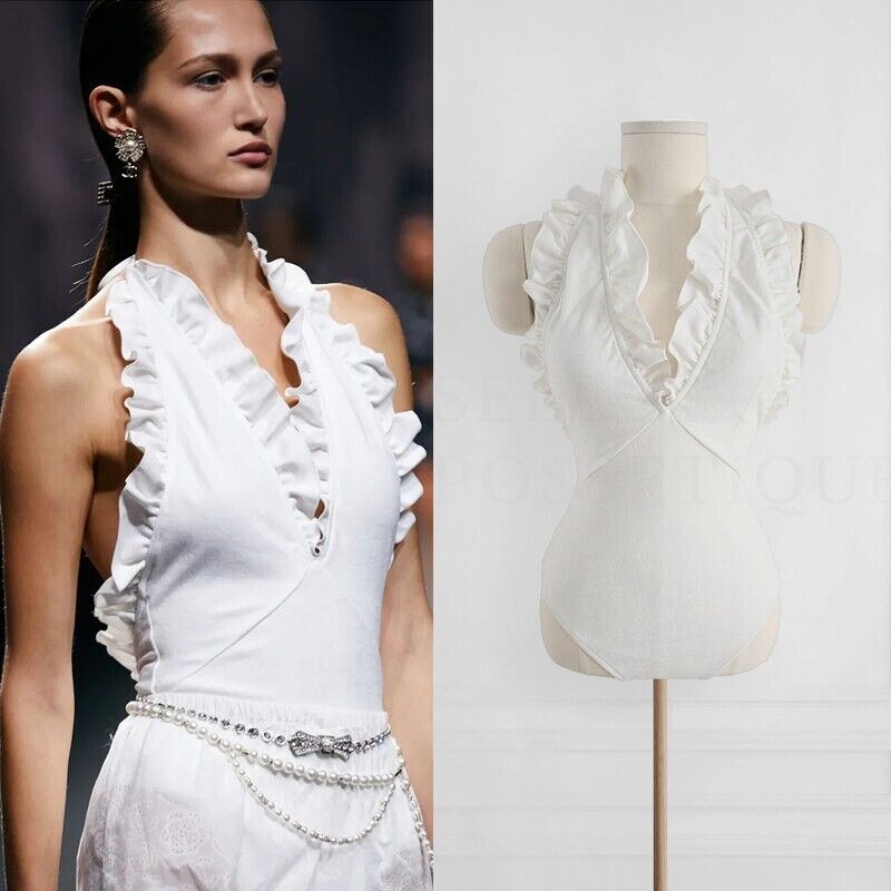NWT CHANEL 23P RUFFLE SWIMSUIT WHITE FR36 | eBay NWT CHANEL 23P RUFFLE SWIMSUIT WHITE FR36 | eBay
