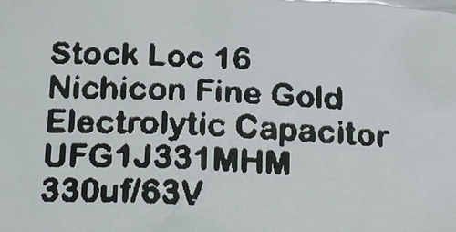 Condensador electrolítico polarizado Nichicon UFG1J331MHM oro fino 330uf/63V - Imagen 3 de 3