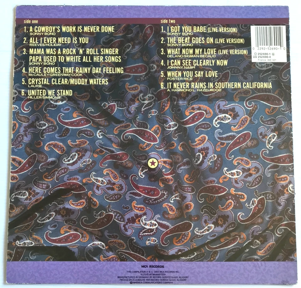 Sonny And Cher – The Hit Singles Collection Vinyl LP Compilation 1989 - Image 2 of 4