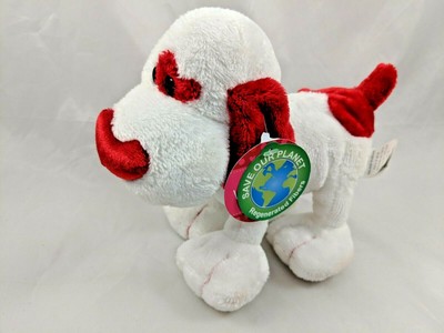 red and white stuffed dog