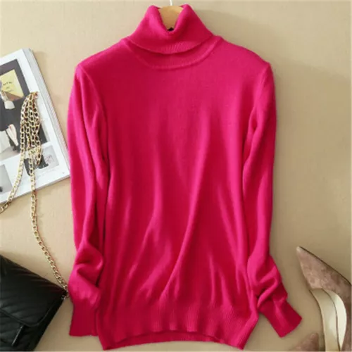 Damen Schmal Strick Rollkragen Kaschmir Pullover Pulli Gummizug Kuschelpullover - Bild 16 von 36