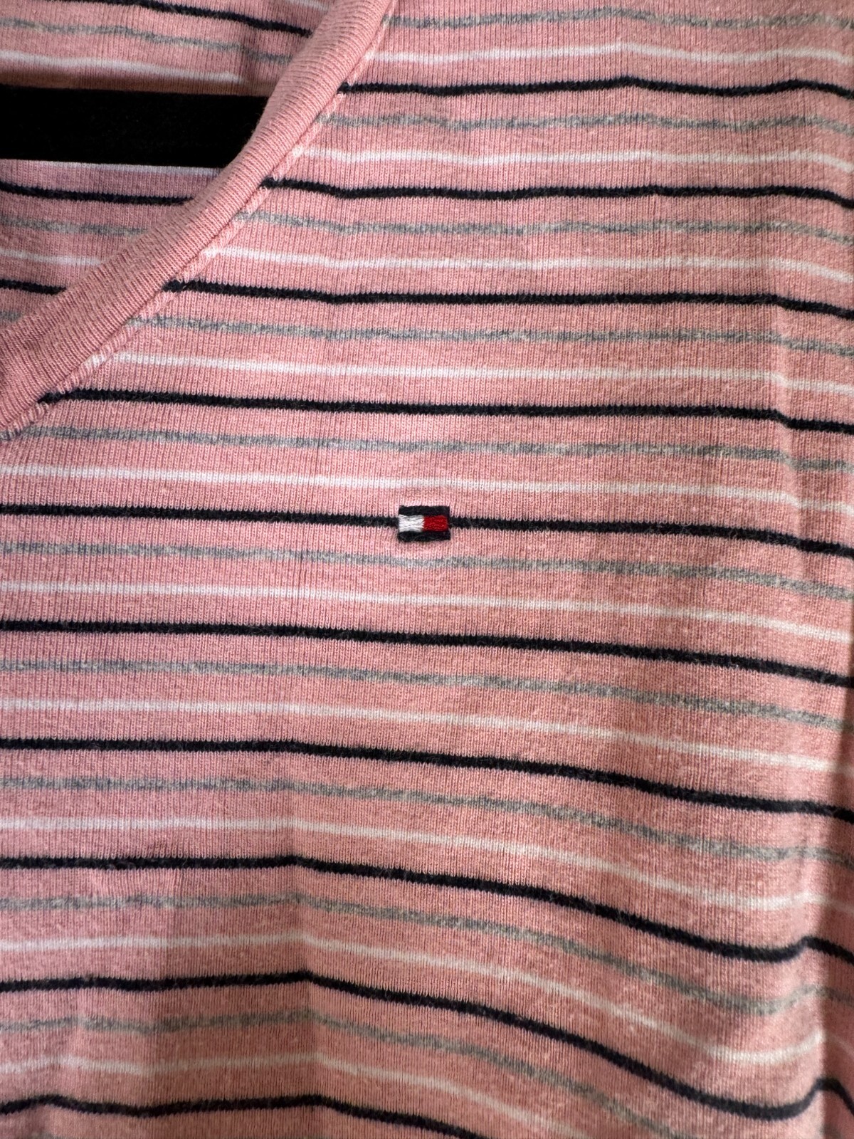 Tommy Hilfiger Casual Striped V-Neck Top for Women Size XL Multicolor thumbnail 2