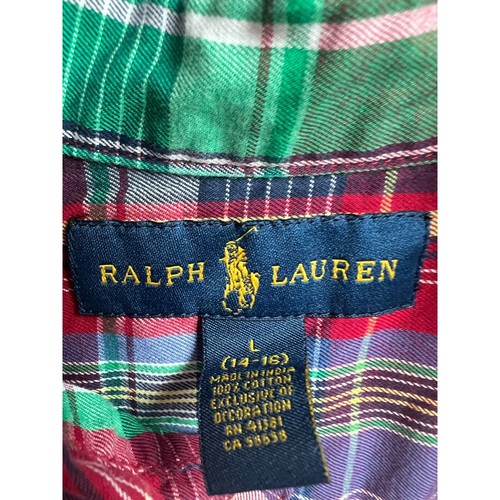 Ralph Lauren Red Green Purple Long Sleeve Boys Large 14/16 Long Sleeve Button Up - Picture 6 of 7