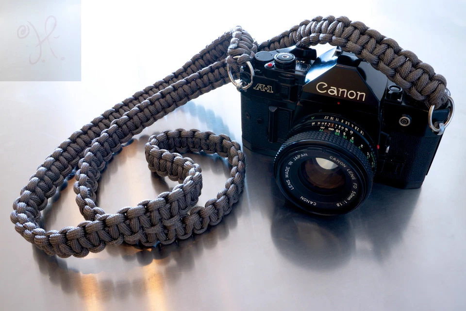 GRAY PARACORD CAMERA 36" NECK STRAP DSLR MIRRORLESS CANON SONY NIKON FUJI LEICA - Image 2 of 4