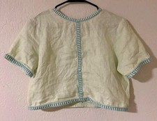 Magaschoni 100% Linen Lime Cropped Top Women ...