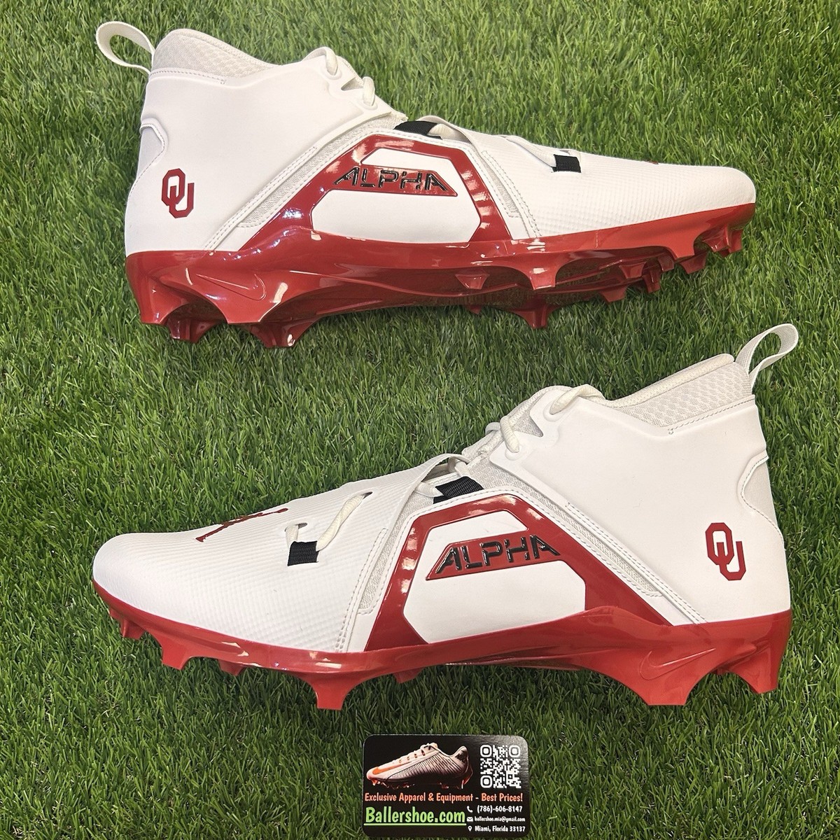 Nike Jordan Alpha Menace Pro 3 OU Team-Issued Football Cleats Size 12 DH3368-104 Nike Jordan Alpha Menace Pro 3 Oklahoma OU | Mercari main image 2