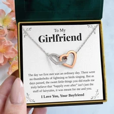 Interlocking Hearts Necklace To My Girlfriend Hold My Heart Gift For Girlfriend