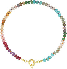 Beaded Gemstone Necklace for Women Handcrafted 17 Inch Natural Stone Choker with