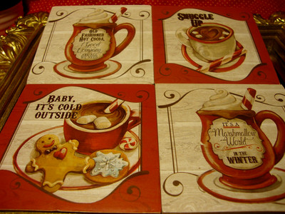 Young's Inc. Decorative Wooden Coasters Set (4) ''Baby It's Cold Outside'' Gift G7
