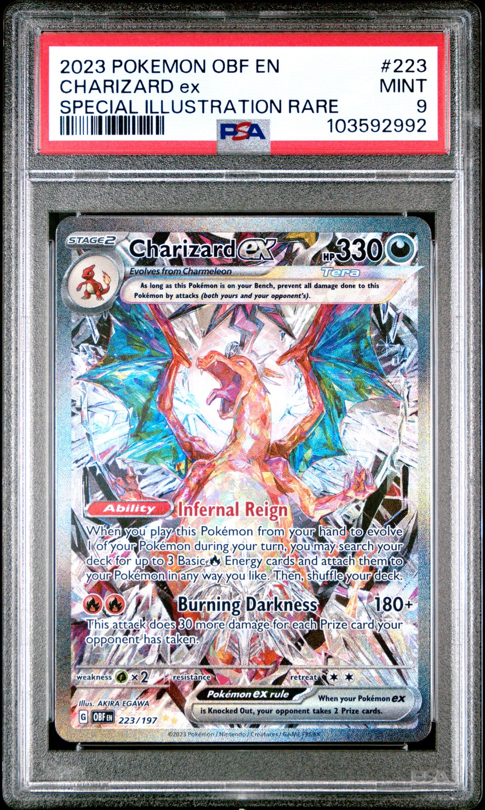 2023 POKEMON OBF EN-OBSIDIAN FLAMES SPECIAL ILLUSTRATION RARE CHARIZARD EX PSA 9