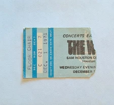 THE WHO Concert at Sam Houston Coliseum Texas December 1, 1971 Ticket Stub 