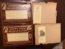 Early Vintage Japps Hair Rejuvenator Original Advertising Sign X2 Cincinnati OH